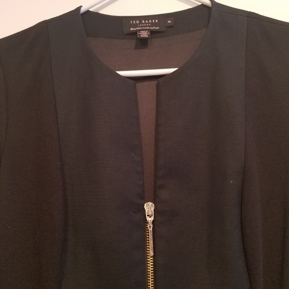 Ted Baker Black Zip Peplum Dress Size 2 - Picture 5 of 11
